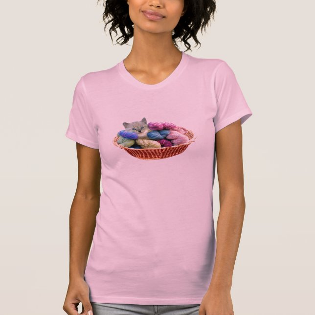 T-shirt Chaton dans le panier du fil (Devant)