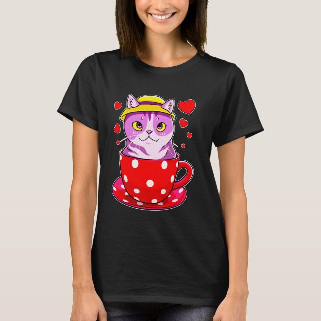 T-shirt Chaton dans une tasse de thé (Devant)