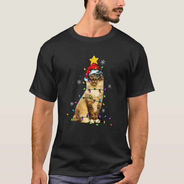 T-shirt Chaton de chat Birman de Noël avec Père Noël (Devant)