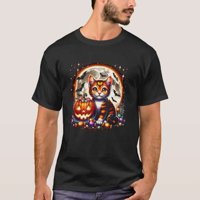 T-shirt Chaton de Halloween Kitty Fille Graphique (Devant)