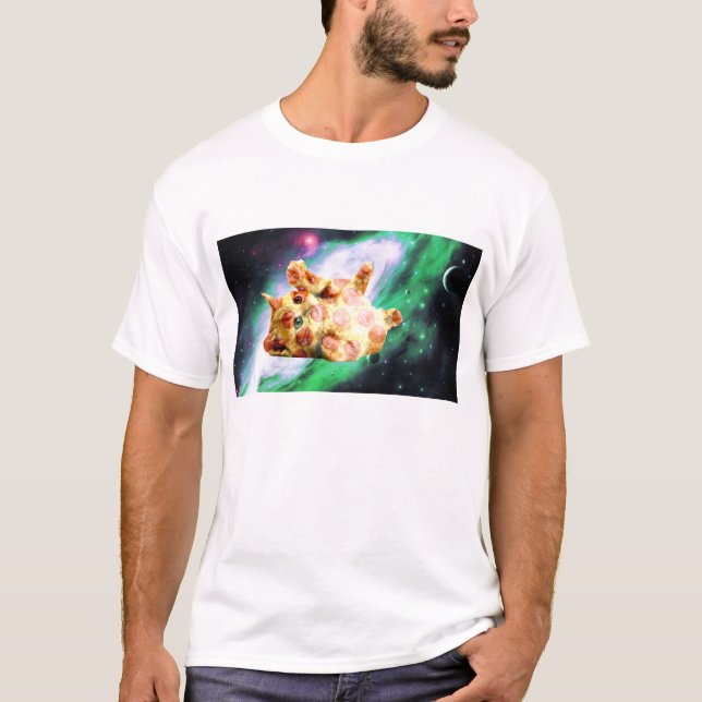 T-shirt Chaton de l'espace de pizza (Devant)