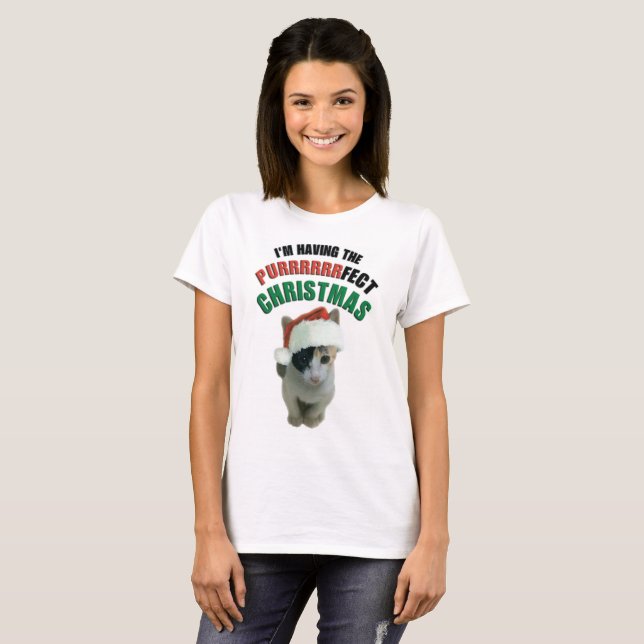 T-shirt chaton de Noël (Devant entier)