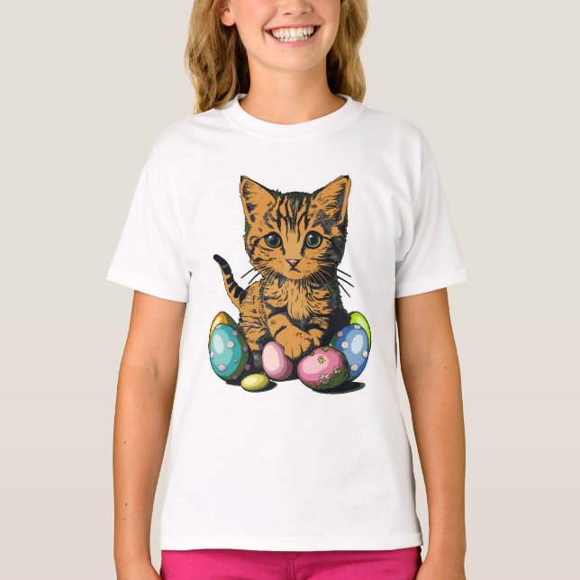 T-shirt Chaton de Pâques Calico ou chaton orange tabby   (Devant)