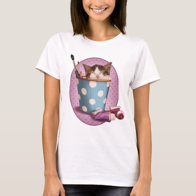 T-shirt Chaton de pot de crayon (Devant)