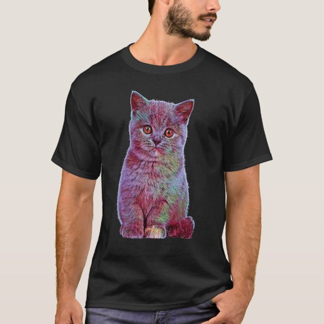T-shirt Chaton Douillet Chat Mignon Tripant Psychédélique (Devant)