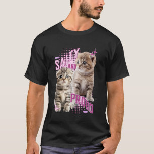 T-shirt Chaton écossais plié Y2K salé et fier Esthétique d