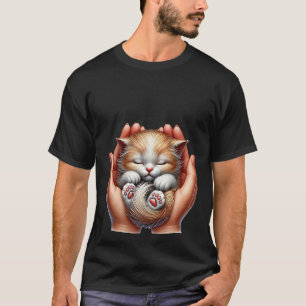 T-shirt Chaton endormi blotti dans les mains Petit chat do