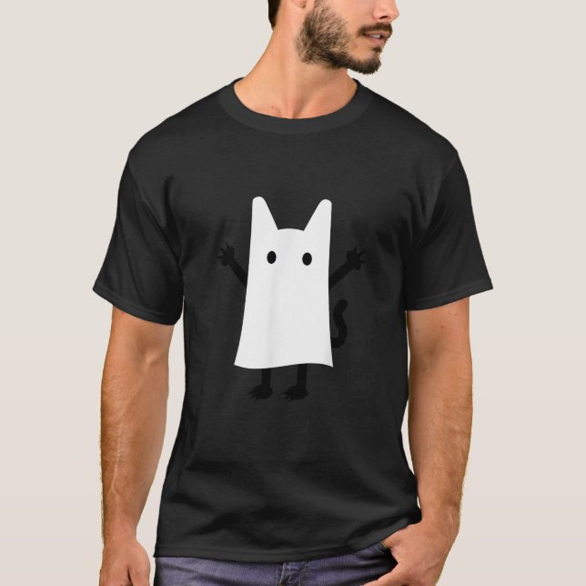 T-shirt Chaton fantôme d'Halloween  (Devant)