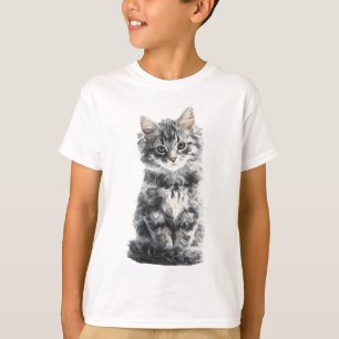 T-shirt Chaton Fluffy Silver Maine Coon Enfants