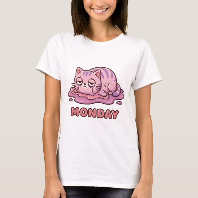 T-shirt chaton fondant "Je déteste les lundis" ide (Devant)