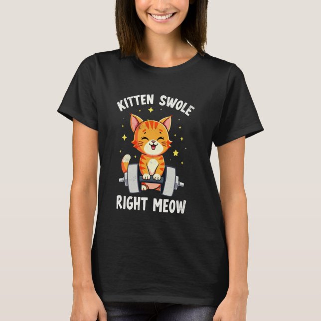 T-shirt Chaton gonflé tout de suite Chat haltérophile Drôl (Devant)