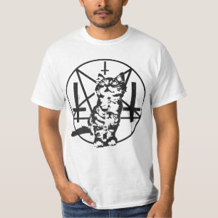 T-shirt Chaton inversé de croix et de pentagramme