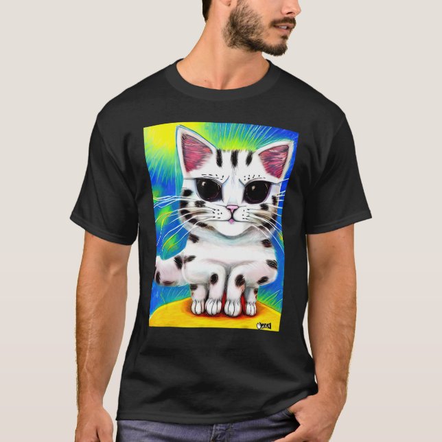 T-shirt Chaton Kitty Psychedelique Dans Le Style Chat 3 (Devant)