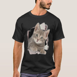 T-shirt Chaton Mignon Chat Fêlé Chaton Tigré Déchiré