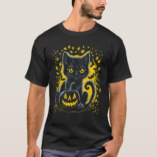 T-shirt Chaton Mignon et Citrouille de Jack-O-Lantern Hall