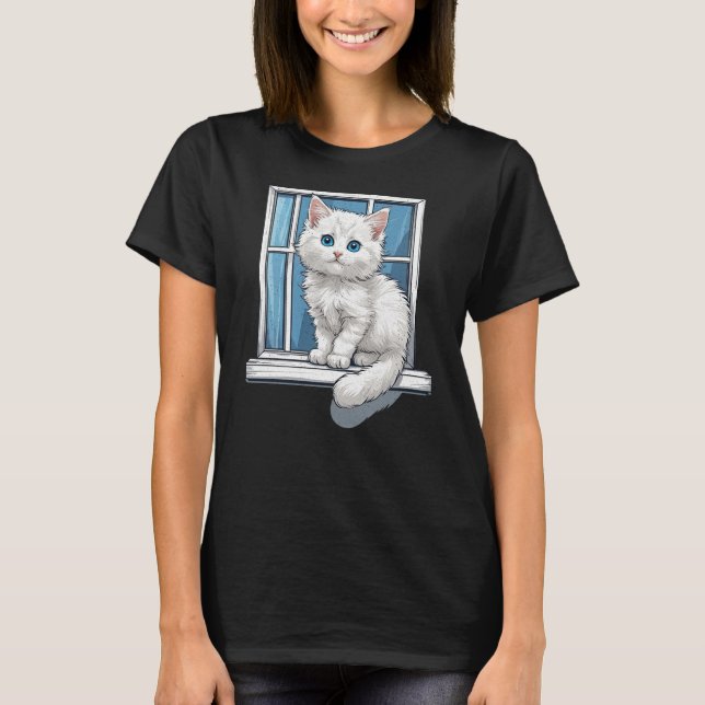 T-shirt Chaton Près De La Fenêtre (Devant)