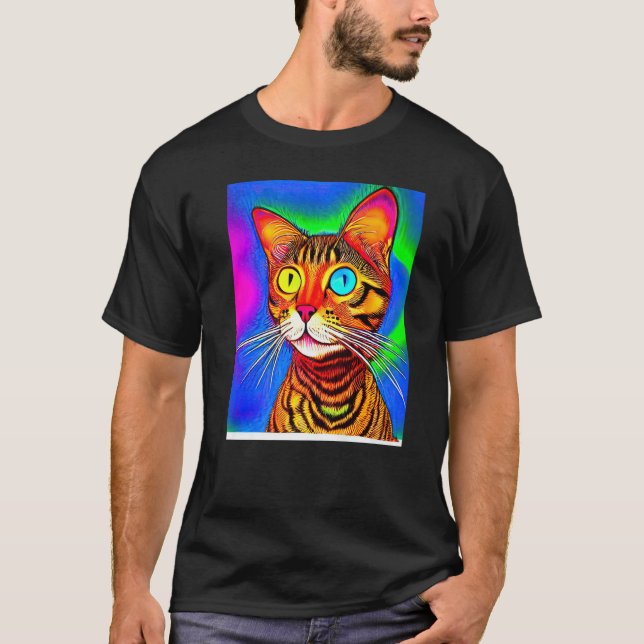 T-shirt Chaton Psychédélique Kitty Kitten En Style Chat (Devant)