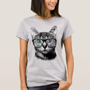 T-shirt Chaton ringard de hippie de chat en verres