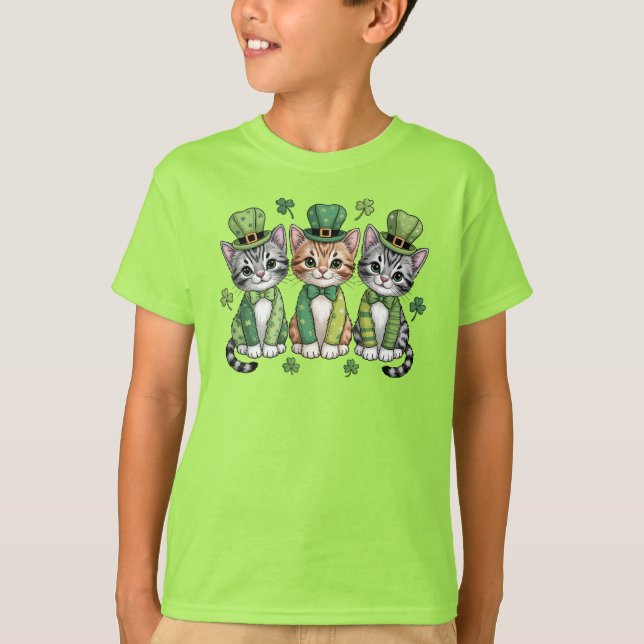 T-shirt Chatons chanceux de la Saint-Patrick-47474 (Devant)