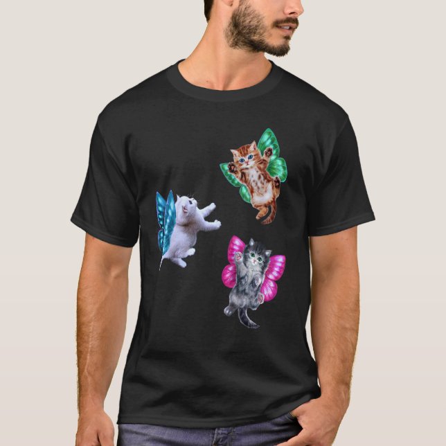 T-shirt Chatons de Fée Volants avec des Ailes de Papillon, (Devant)