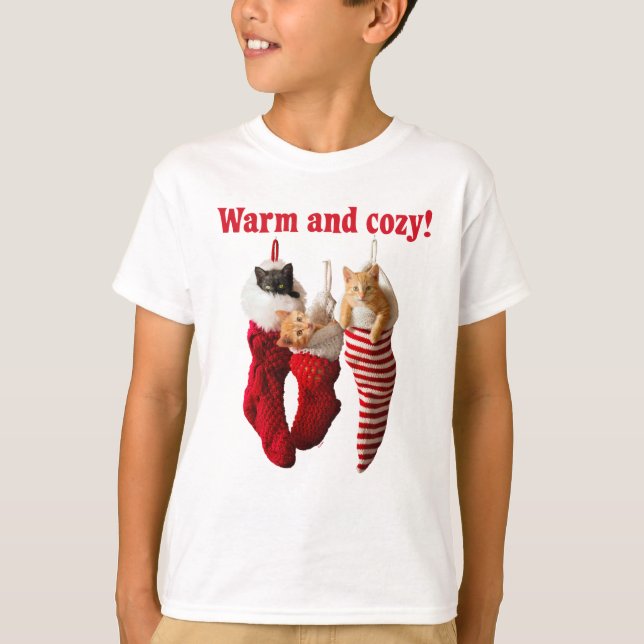 T-shirt Chatons de Noël dans les bas (Devant)