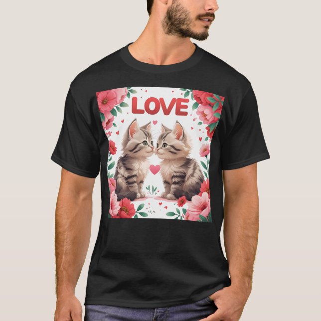 T-shirt Chatons en amour un amour doux (Devant)
