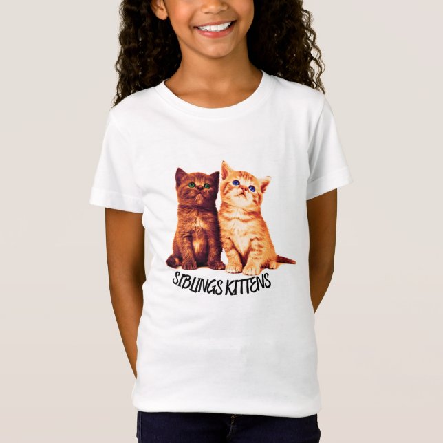 T-Shirt Chatons frères et soeurs, deux chats mignons (Devant)