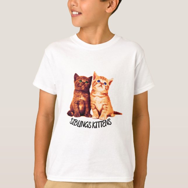 T-shirt Chatons frères et soeurs, deux chats mignons (Devant)