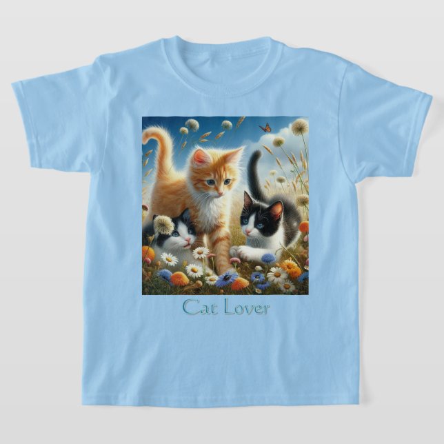 T-shirt Chatons Jouer dans Amoureux des chats de jardin (Poser)