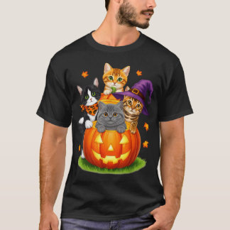 T-shirt Chatons Mignons Citrouille Halloween Effrayant