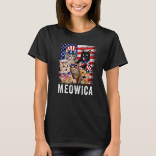 T-shirt Chats 4 juillet Meowica Merica Chat Amérique