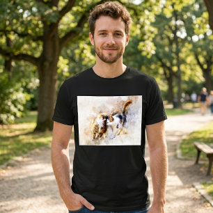 T-shirt Chats à l'aquarelle se câlinant dans l'art abstrai
