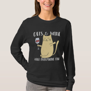 T-shirt Chats À Vins Et Vins Rendent Tout Beau