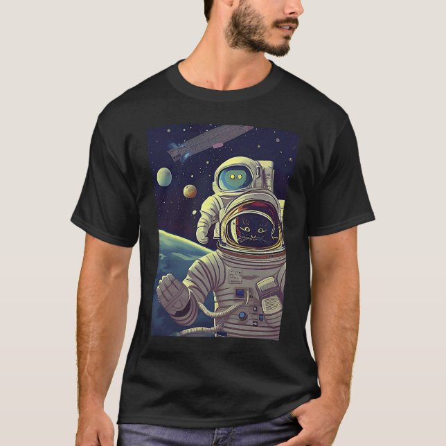 T-shirt Chats abstraits mignons dans l'espace (Devant)
