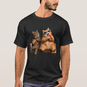 T-shirt Chats affamés mangeant des hot-dogs Moment collati