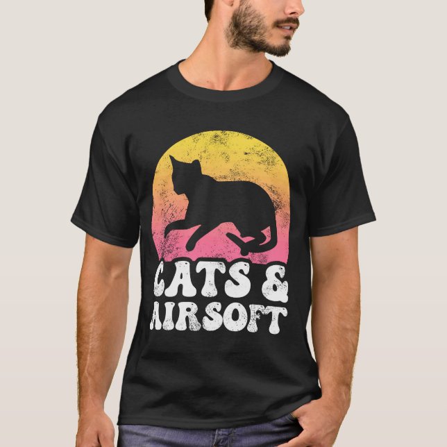T-shirt Chats & AirSoft Vintage Retro Hobby (Devant)
