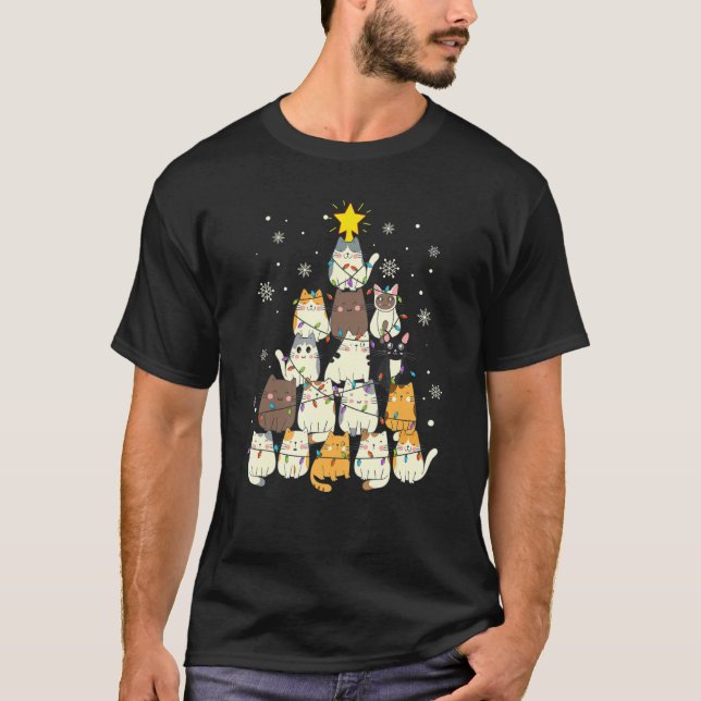T-shirt Chats Amusants Arbre De Noël En Chats (Devant)