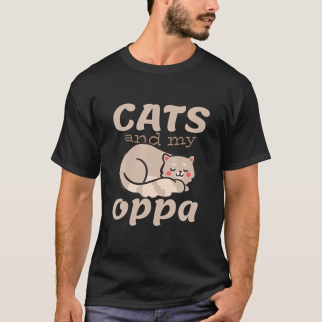 T-shirt Chats Amusants Et OPPA Coréen Drama K-Drama Cadeau (Devant)