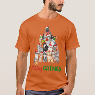 T-shirt Chats Arbre de Noël Père Noël Kitties Lover Propri
