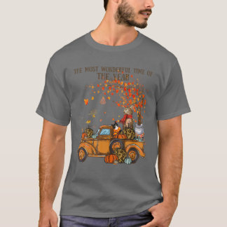 T-shirt Chats Automne Citrouille-Camion Plein Automne Arbr