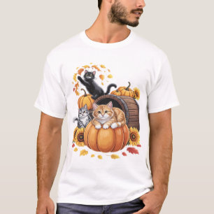 T-shirt Chats Automne Citrouilles de l'automne Action de g