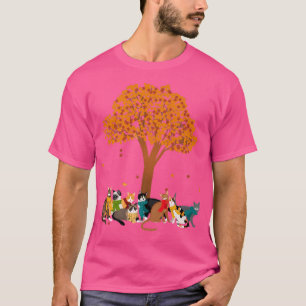 T-shirt Chats Automne Feuilles Arbre Louvain Saison Fan Ca