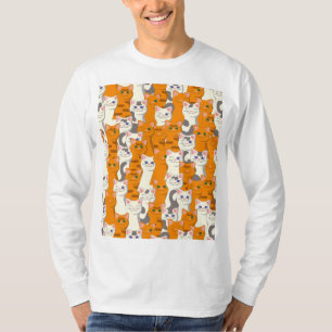 T-shirt Chats blancs et gingembre motif yeux verts yeux bl