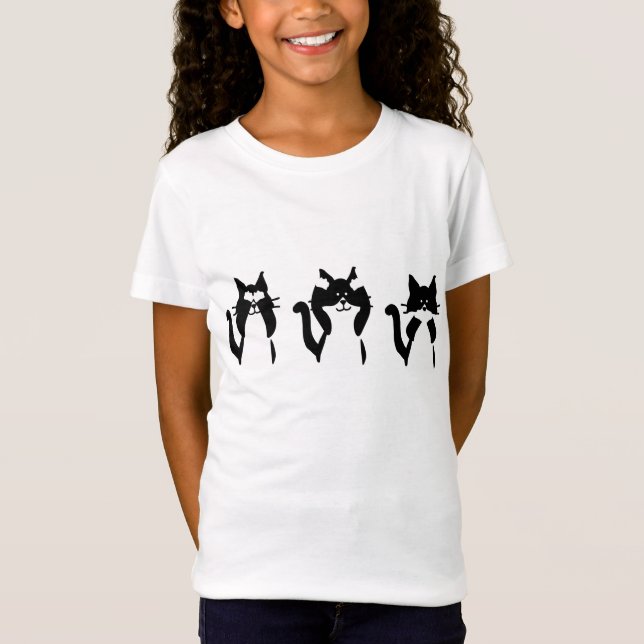 T-Shirt Chats blancs noirs | Trois chatons (Devant)