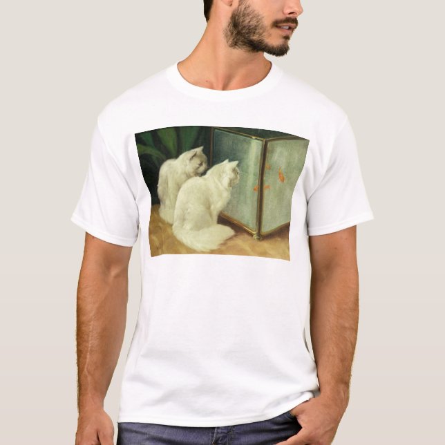 T-shirt Chats blancs observant le poisson rouge (Devant)