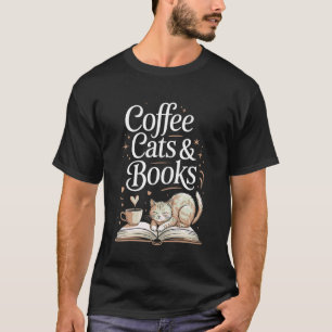 T-shirt Chats café & livres Amant de livre drôle lecture