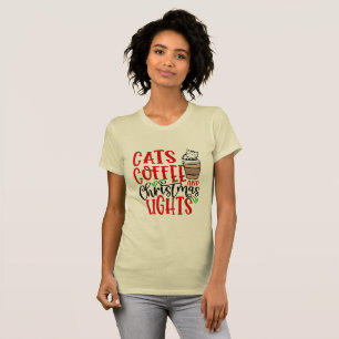 T-shirt Chats Café, Lumières de Noël Drôle Chat de Noël