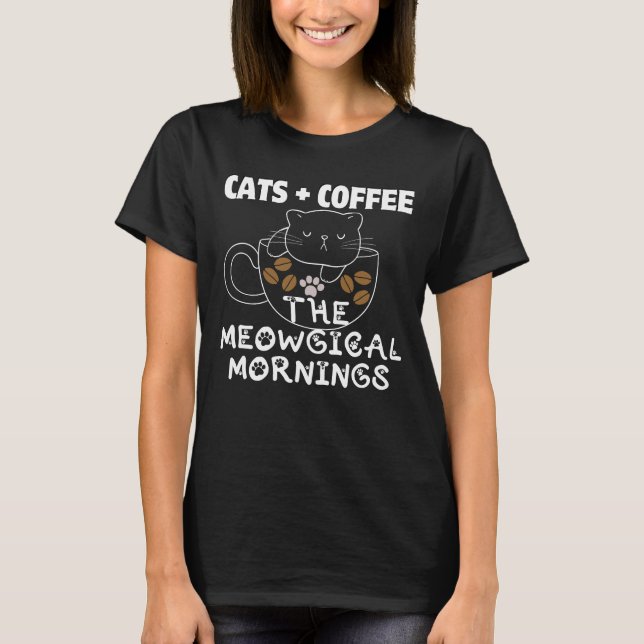 T-shirt Chats + Café = Matins Meowgical.b (Devant)