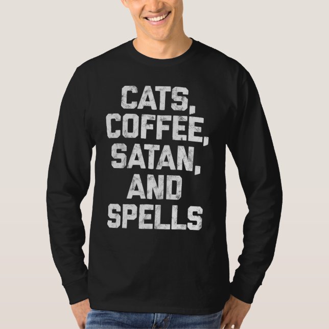 T-shirt Chats Café Satan Et Spells Sorcière Witchy Gothic  (Devant)