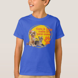 T-shirt Chats & Chiens Font De La Vie Paw-some !